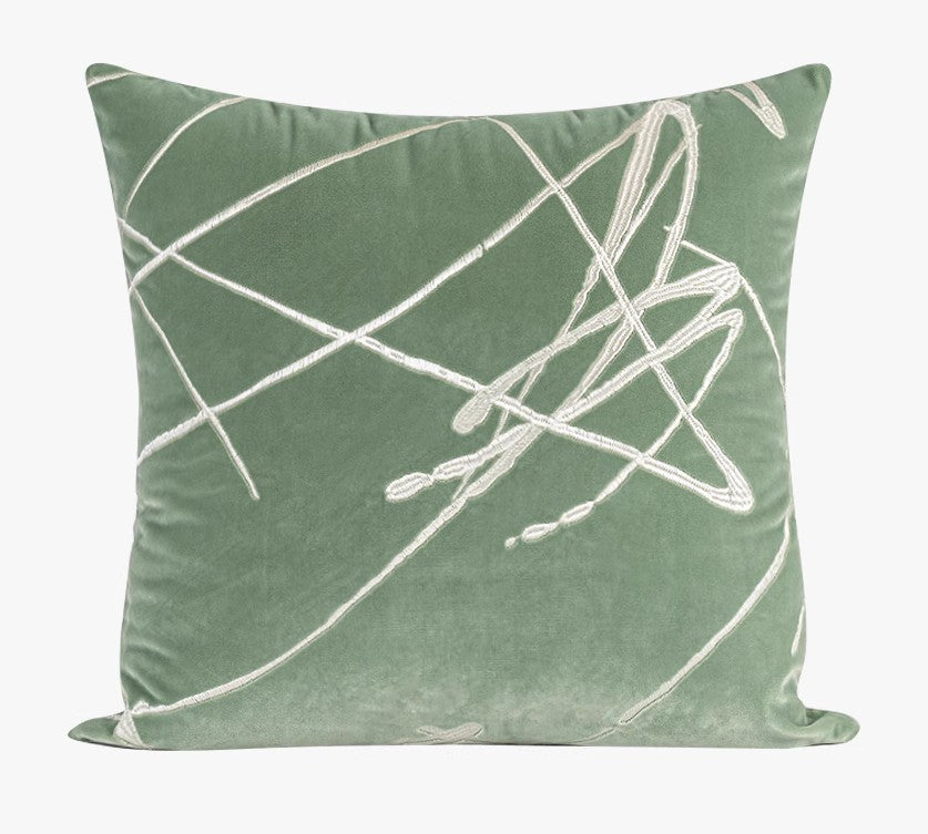 Abstract Contemporary Throw Pillow for Living Room, Green Decorative Throw Pillows for Couch, Large Modern Sofa Throw Pillows-Grace Painting Crafts