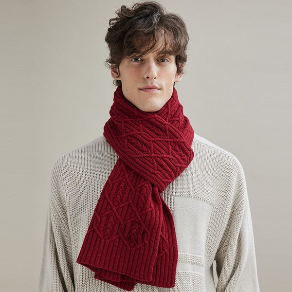 Business Wool Scarf for Gentleman, Casual Scarf Men, Men's Wool Scarf Winter, Thick Wool Scarf, Men's Winter Scarf, Formal Men Scarf Styles, Red Fashion Scarf-Grace Painting Crafts