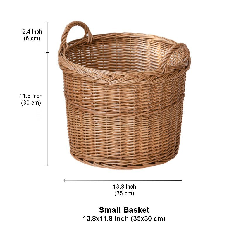 Round Storage Basket for Clothes, Natural Hand-woven Wicker Storage Basket for Clothes, Extra Large Kitchen Storage Baskets, Willow Weaving Baskets for Clothes-Grace Painting Crafts