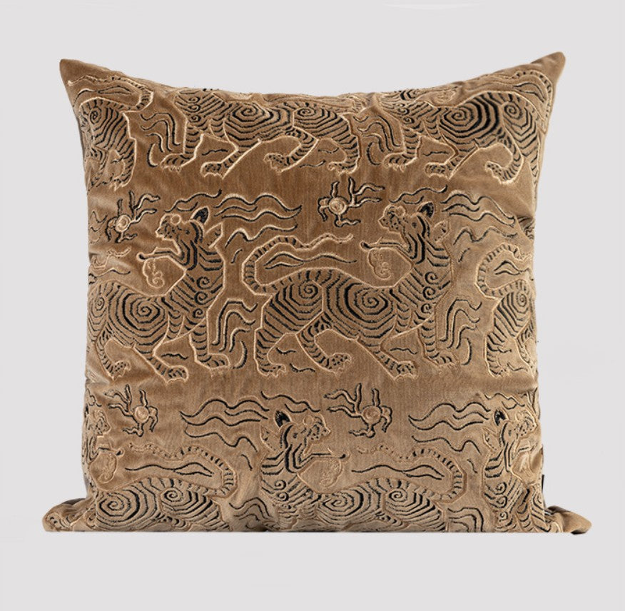 Contemporary Modern Sofa Pillows, Embroidery Tiger Pattern Pillows for Couch, Decorative Throw Pillows for Bedroom, Large Modern Sofa Pillow for Living Room-Grace Painting Crafts