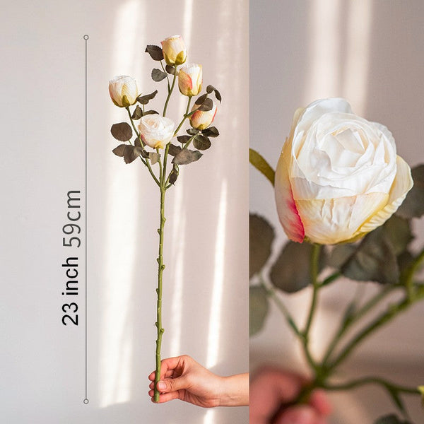 Creative Flower Arrangement Ideas for Home Decoration, Wedding Flowers, White Rose Flowers, Artificial Rose Floral for Dining Room Table, Bedroom Flower Arrangement Ideas, Botany Plants-Grace Painting Crafts