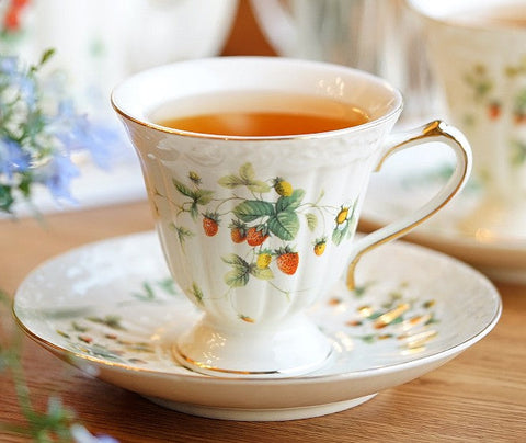 Beautiful British Tea Cups, Elegant Bone China Porcelain Tea Cup Set, Traditional English Tea Cups and Saucers, Unique Ceramic Coffee Cups-Grace Painting Crafts