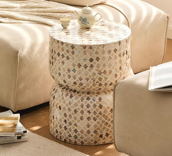 Elegant Small End Table, Modern Side Table, Contemporary Bedside Table, Bedside Small Side Table, Creative Coffee Table, Contemporary Side Table, Portable Casual Side Table, Shell Small Sofa Side Table-Grace Painting Crafts