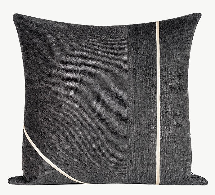 Contemporary Throw Pillow for Living Room, Modern Square Pillows, Abstract Black Throw Pillows for Couch, Simple Modern Sofa Throw Pillows-Grace Painting Crafts