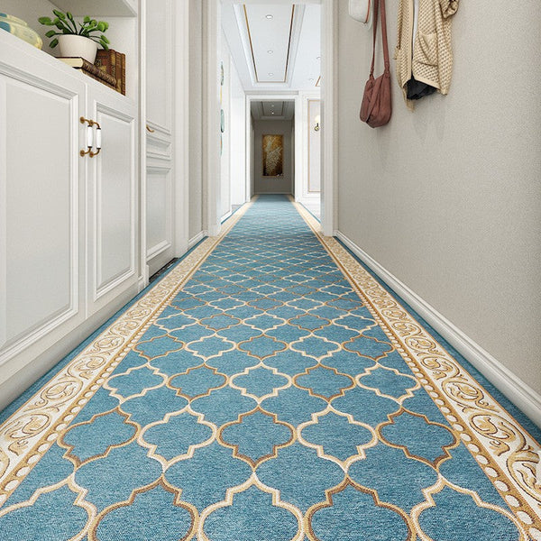 Stain-resistant Non Slip Entrance Hallway Runners, Entryway Runner Rugs, Modern Long Hallway Runners, Extra Long Narrow Runner Rugs, Kitchen Runner Rugs, Blue Hallway Runners-Grace Painting Crafts