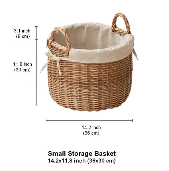 Large Round Storage Basket for Clothes, Natural Hand-woven Wicker Storage Basket for Clothes, Willow Weaving Baskets for Clothes, Extra Large Kitchen Storage Baskets-Grace Painting Crafts