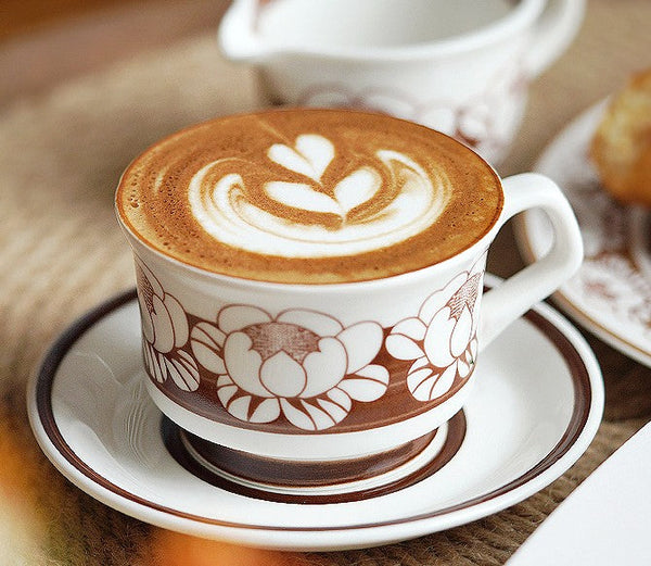 Elegant Ceramic Coffee Cups, Flower Bone China Porcelain Tea Cup Set, Beautiful British Tea Cups, Traditional English Tea Cups and Saucers-Grace Painting Crafts