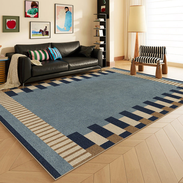 Geometric Modern Area Rugs, Modern Living Room Rug Ideas, Mid Century Contemporary Rugs, Blue Modern Rugs for Dining Room-Grace Painting Crafts