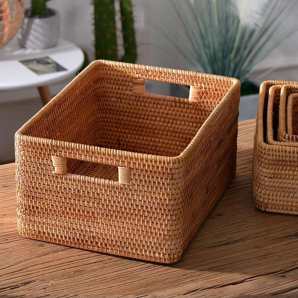 Extra Large Rectangular Storage Basket, Large Storage Baskets for Clothes, Woven Rattan Storage Basket for Shelves, Storage Baskets for Kitchen-Grace Painting Crafts