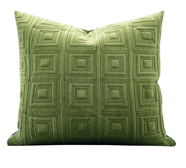 Large Square Modern Throw Pillows for Couch, Green Geometric Modern Sofa Pillows, Large Decorative Throw Pillows, Simple Throw Pillow for Interior Design-Grace Painting Crafts