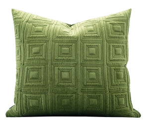 Large Square Modern Throw Pillows for Couch, Green Geometric Modern Sofa Pillows, Large Decorative Throw Pillows, Simple Throw Pillow for Interior Design-Grace Painting Crafts