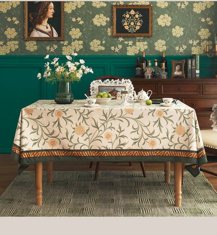 Spring Flower Farmhouse Table Cloth, Wedding Tablecloth, Modern Rectangle Tablecloth Ideas for Dining Table, Square Tablecloth for Coffee Table-Grace Painting Crafts