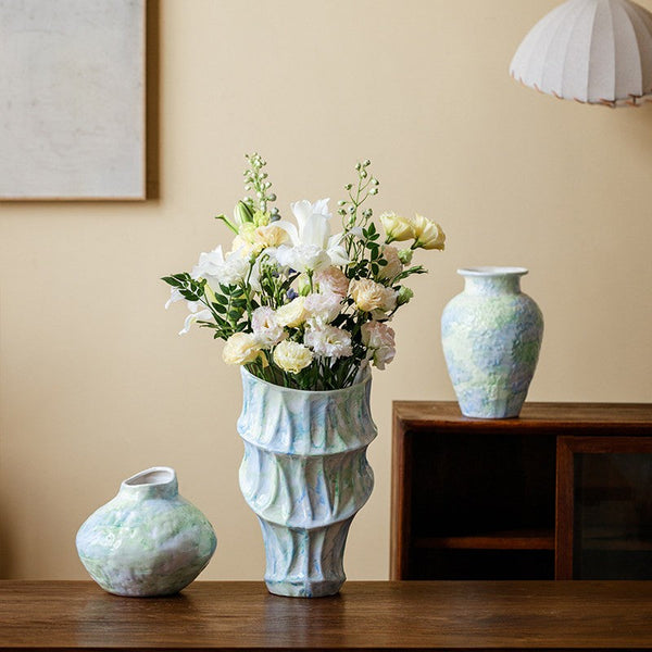 Centerpiece on Dining Table, Modern Porcelain Flower Vases, Handmade Water Holding Flower Vases, Ceramic Bouquet Vases, Flower Vases on Table-Grace Painting Crafts