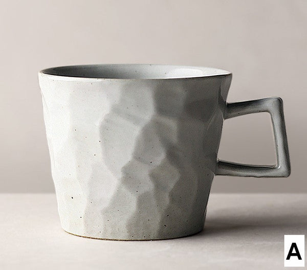 Modern Handmade Pottery Coffee Cup, Creative Brown White Black Blue Ceramic Coffee Mugs, Large Unique Tea Cup, Large Capacity Coffee Cups-Grace Painting Crafts
