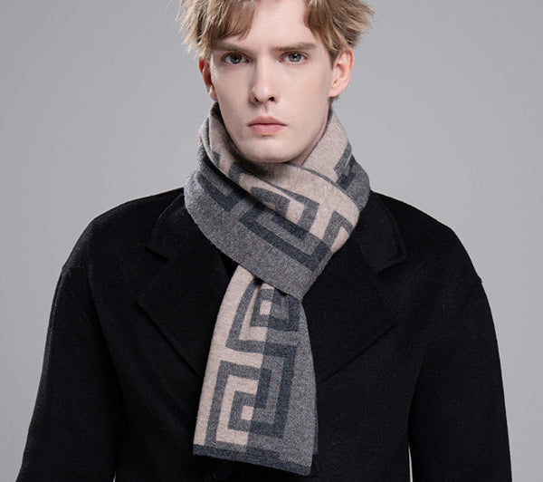 Wool Scarf for Gentleman, Gray Thick Wool Scarf, Black Business Formal Men Scarf Styles, Men's Winter Scarf, Casual Scarf Men, Men's Wool Scarf Winter, Red Fashion Scarf-Grace Painting Crafts