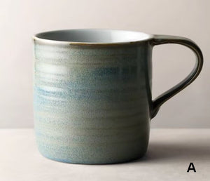 Large Modern Handmade Pottery Coffee Cup, Large Capacity Coffee Mugs, Creative Handmade Coffee Mugs, Blue Green Black Ceramic Coffee Mugs-Grace Painting Crafts