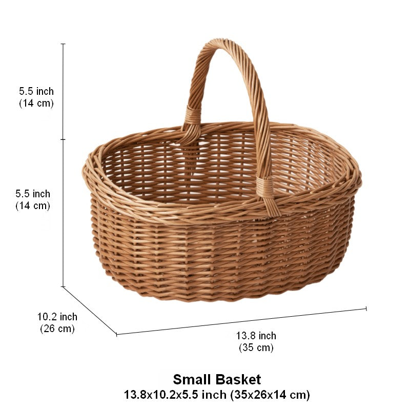 Lovely Willow Weaving Baskets for Vegetable, Large Picnic Food Basket with Handle, Natural Hand-woven Wicker Storage Basket, Natural Fruit Basket, Kitchen Storage Baskets-Grace Painting Crafts