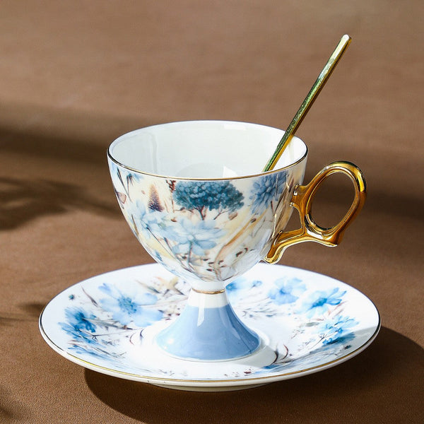 British Tea Cup set, Ceramic Tea Cup and Saucer Set in Gift Box, Elegant Ceramic Coffee Cup with Saucer, Porcelain Tea Cup Set and Saucer Set-Grace Painting Crafts