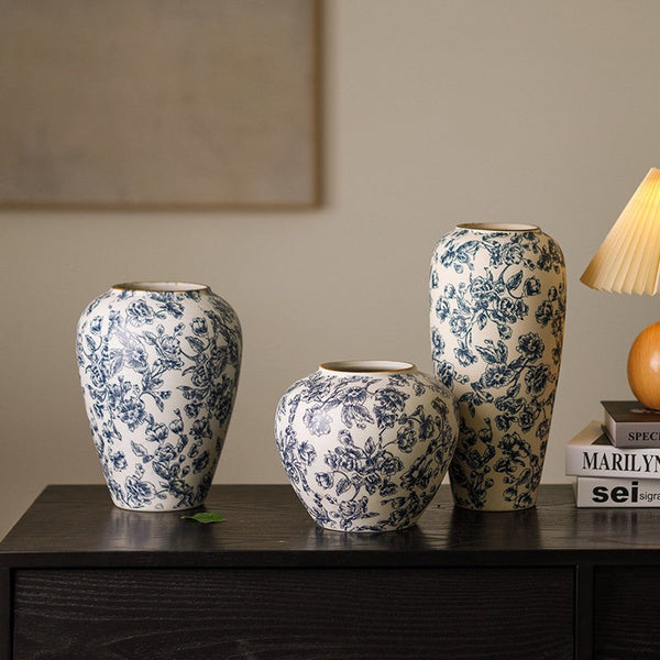 Porcelain Flower Vases, Modern Ceramic Bouquet Vases, Centerpiece on Dining Table, Flower Vase on Table, Handmade Water Holding Flower Vases-Grace Painting Crafts