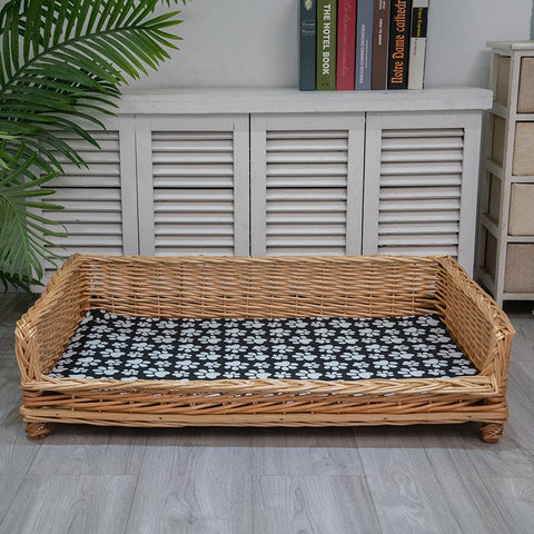 Large Hand Woven Rattan Cat Beds, Extra Large Natural Wicker Dog Bed with Washable Cushion for Indoor Cats and Dogs-Grace Painting Crafts
