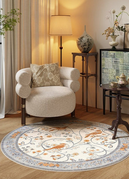 Dining Room Contemporary Round Rugs, Bedroom Modern Round Rugs, Modern Rug Ideas for Living Room, Circular Modern Rugs under Chairs-Grace Painting Crafts