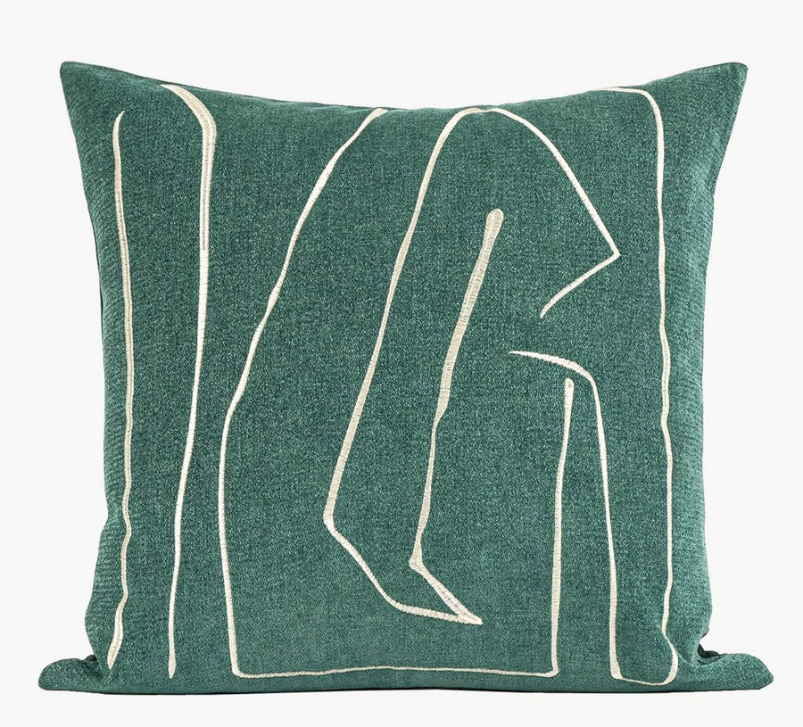 Abstract Green Decorative Throw Pillows, Geometric Square Modern Throw Pillows for Couch, Large Contemporary Throw Pillow for Interior Design-Grace Painting Crafts