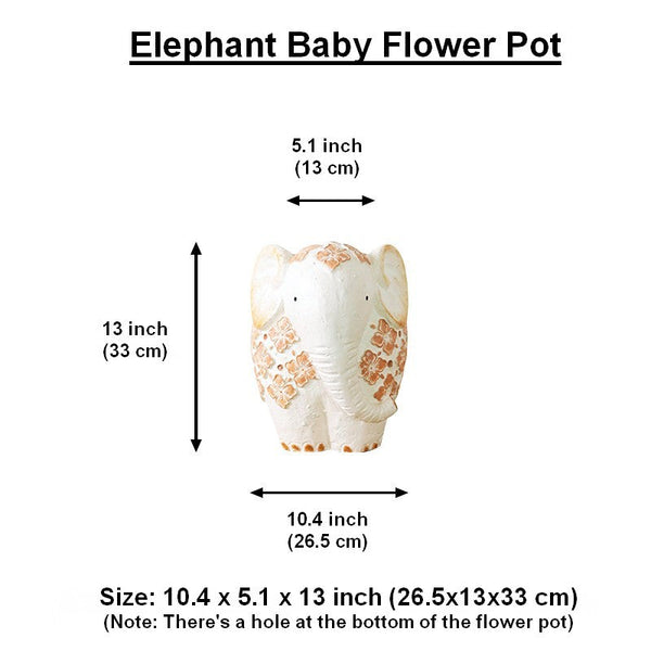 Animal Statue for Garden Ornaments, Oversized Modern Garden Flower Pot, Extra Large Elephant Garden Flowerpots, Resin Statue for Garden, Villa Outdoor Garden Flower Pots-Grace Painting Crafts