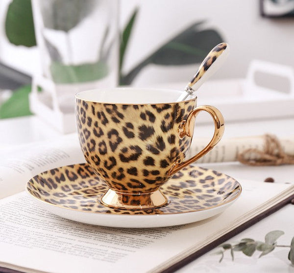 Unique Ceramic Coffee Cup and Saucer, Creative Ceramic Coffee Cups, Beautiful British Tea Cups, Creative Porcelain Tea Cup Set-Grace Painting Crafts
