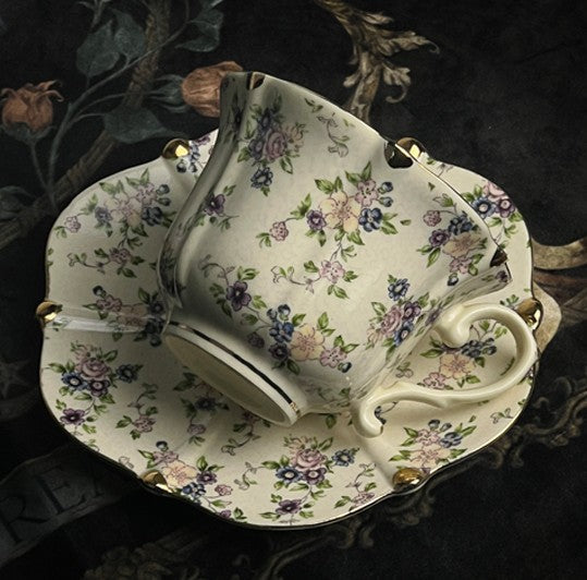 British Traditional Afternoon Tea Cup and Saucer in Gift Box, 7.8 oz Porcelain Tea Cup Saucer Set, Unique Tea Cup and Saucers, Royal Ceramic Cups, Elegant Vintage Ceramic Coffee Cups-Grace Painting Crafts