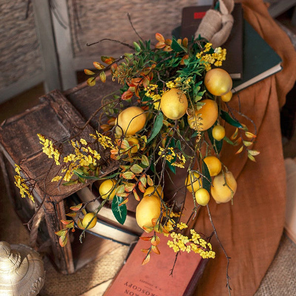 Lemon Branch, Fragrans stems, Fern leaf, Creative Flower Arrangement Ideas for Home Decoration, Unique Artificial Flowers, Simple Artificial Floral for Dining Room Table-Grace Painting Crafts