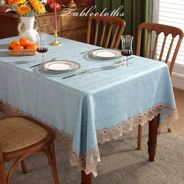 Modern Table Cover for Dining Room Table, Large Modern Rectangle Tablecloth, Square Tablecloth for Round Table, Light Blue Lace Tablecloth for Home Decoration-Grace Painting Crafts