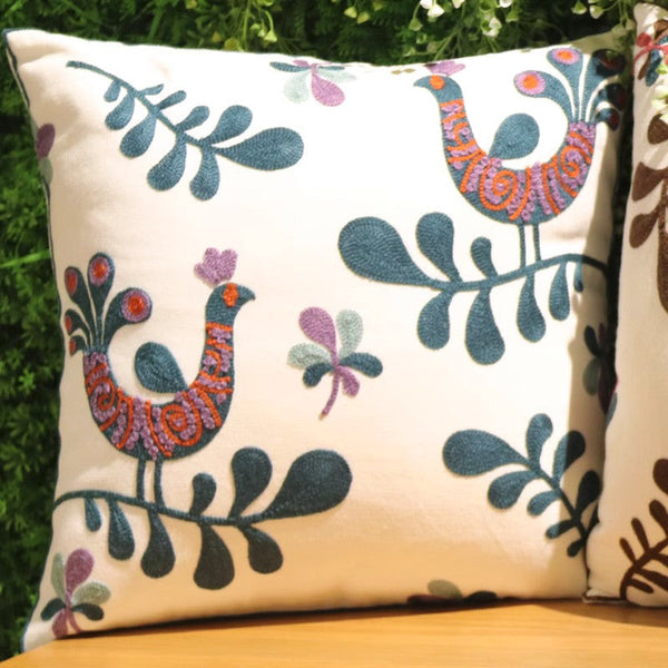 Love Birds Decorative Sofa Pillows, Cotton Decorative Pillows, Farmhouse Embroider Cotton Pillow Covers, Decorative Throw Pillows for Couch-Grace Painting Crafts