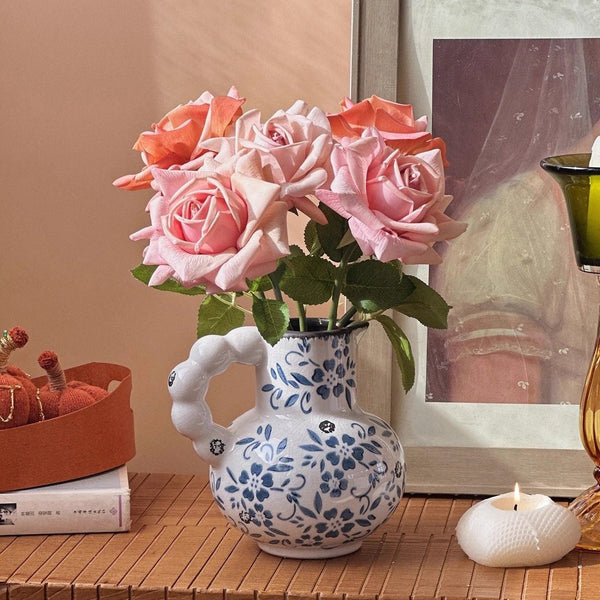 Rustic Porcelain Flower Vases, Ceramic Bud Vases, Unique Handmade Ceramic Vases, Small Flower Vases on Table-Grace Painting Crafts