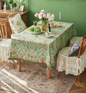 Green Flower Pattern Tablecloth for Home Decoration, Large Square Tablecloth for Round Table, Extra Large Rectangle Tablecloth for Dining Room Table-Grace Painting Crafts
