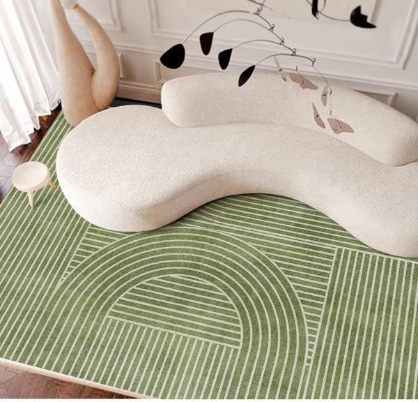 Modern Living Room Rugs, Green Thick Soft Modern Rugs for Living Room, Dining Room Modern Rugs, Contemporary Rugs for Bedroom-Grace Painting Crafts