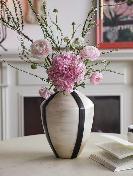 Large Contemporary Vases on Dining Table, Handmade Modern Flower Vase, Centerpiece Ceramic Bouquet Vases, Porcelain Vases for Modern Home Decor-Grace Painting Crafts