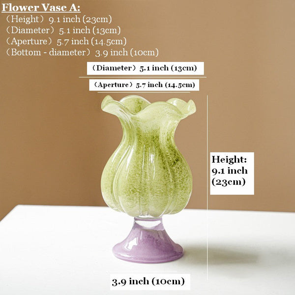 Modern Glass Vase for Flowers, Mid Century Glass Vases, Handmade Modern Vases for Living Room, Unique Decorative Glass Vase, Centerpiece Contemporary Vases on Table-Grace Painting Crafts