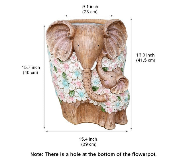 Beautiful Elephant Flowerpot, Modern Garden Flower Pot, Unique Animal Statue for Garden Ornaments, Resin Statue for Garden, Villa Outdoor Decor Gardening Ideas-Grace Painting Crafts