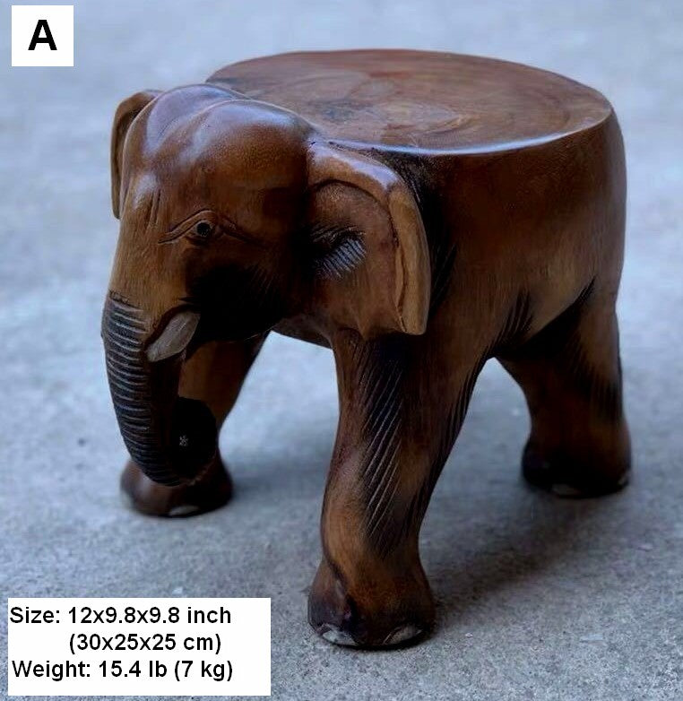 Elephant Wooden Stool, Elephant Sofa Stool, Dining Table Stool, Handmade Solid Wood low Stool, Creative Shoe-changing Stool-Grace Painting Crafts