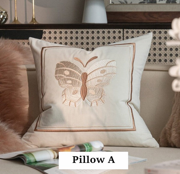 Embroidered Butterfly Pillow Covers, Modern Decorative Pillows for Bedroom, Decorative Pillow Arrangement Ideas for Couch, Large Decorative Throw Pillows for Living Room-Grace Painting Crafts