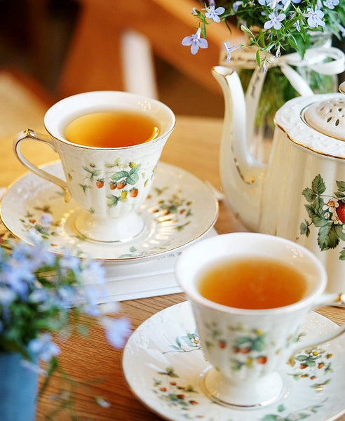 Beautiful British Tea Cups, Elegant Bone China Porcelain Tea Cup Set, Traditional English Tea Cups and Saucers, Unique Ceramic Coffee Cups-Grace Painting Crafts