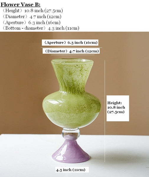 Modern Glass Vase for Flowers, Mid Century Glass Vases, Handmade Modern Vases for Living Room, Unique Decorative Glass Vase, Centerpiece Contemporary Vases on Table-Grace Painting Crafts