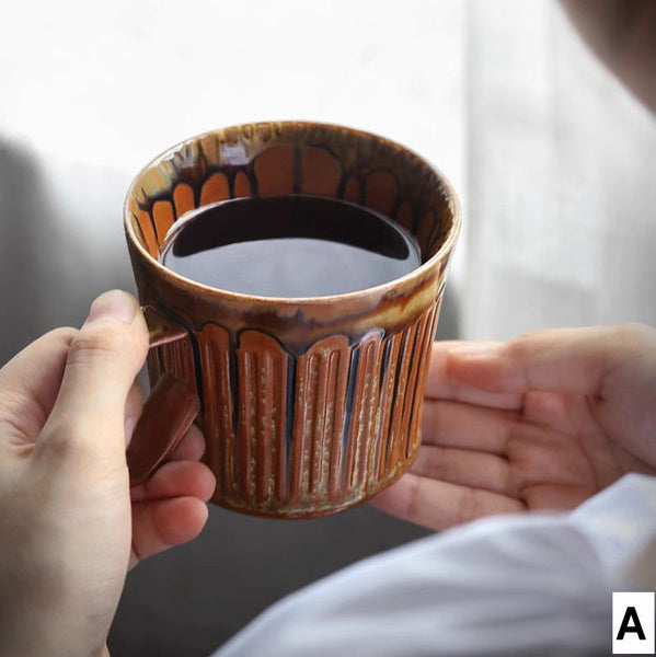 Creative Brown Green Ceramic Coffee Mugs, Unique Coffee Mugs, Large Modern Handmade Pottery Coffee Cup, Large Capacity Coffee Mugs-Grace Painting Crafts