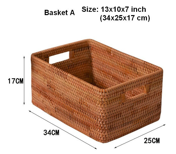 Rattan Storage Baskets, Storage Basket for Shelves, Rectangular Storage Basket for Toys, Storage Baskets for Kitchen, Storage Baskets for Bedroom-Grace Painting Crafts