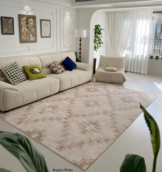 Contemporary Abstract Rugs under Dining Room Table, Modern Geometric Carpets for Bedroom, Modern Living Room Rug Placement Ideas-Grace Painting Crafts