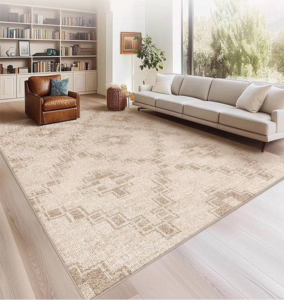 Contemporary Abstract Rugs under Dining Room Table, Modern Geometric Carpets for Bedroom, Modern Living Room Rug Placement Ideas-Grace Painting Crafts