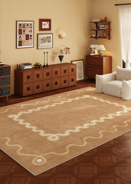 Large Modern Rugs for Living Room, Bedroom Modern Rugs, Dining Room Geometric Modern Rugs, Cream Color Contemporary Modern Rugs-Grace Painting Crafts