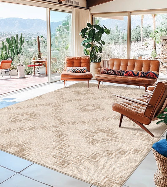 Contemporary Abstract Rugs under Dining Room Table, Modern Geometric Carpets for Bedroom, Modern Living Room Rug Placement Ideas-Grace Painting Crafts