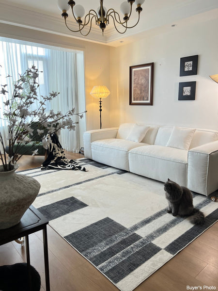 Abstract Area Rugs for Living Room, Geometric Contemporary Modern Rugs Next to Bed, Modern Carpets for Office, Modern Soft Rugs under Dining Room Table-Grace Painting Crafts