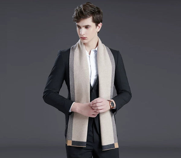 Modern Wool Scarf for Men, Modern Casual Scarf Men, Men's Winter Scarf, Formal Men Scarf Styles, Men's Wool Scarf Winter, Business Wool Scarf for Gentleman-Grace Painting Crafts